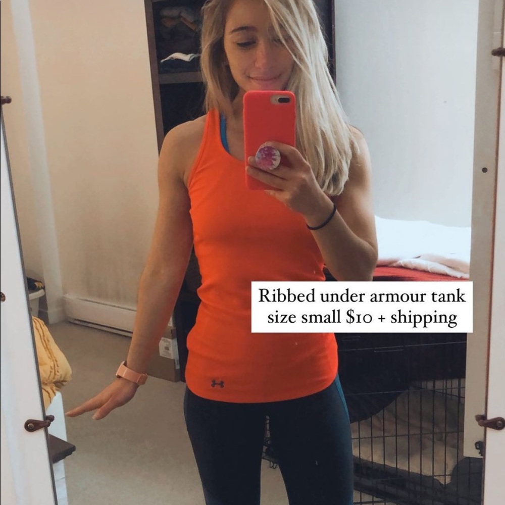 Orange ribbed under armour tank small